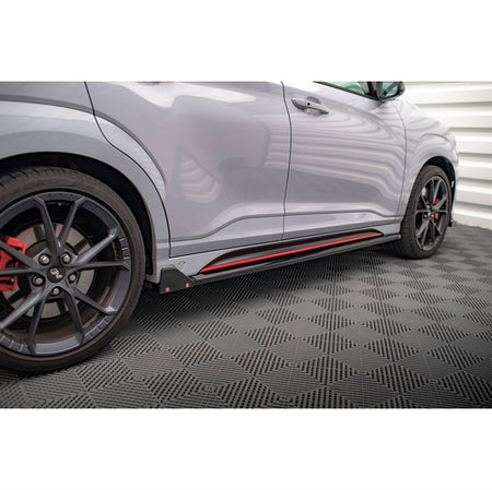 Maxton Side Skirts Diffusers V.1 + Flaps Hyundai Kona N Mk1 - Gloss Black