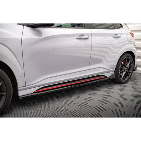 Maxton Side Skirts Diffusers V.1 + Flaps Hyundai Kona N Mk1 - Gloss Black