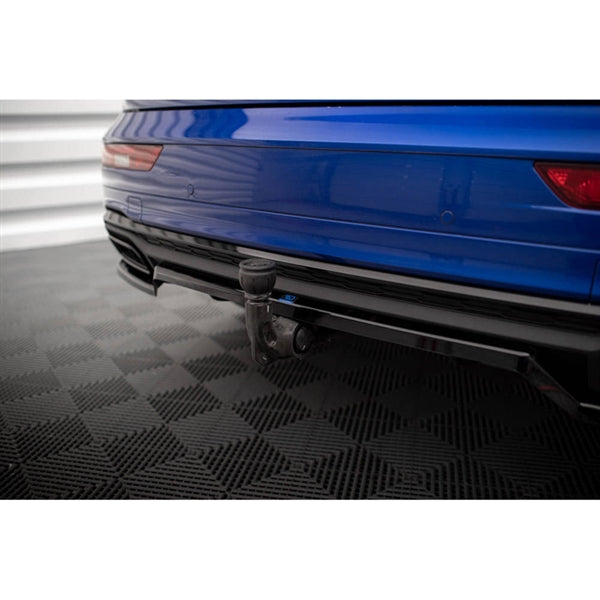 Maxton Central Rear Splitter (With Vertical Bars) Audi Q5 S-line SUV MK2 Facelift - Gloss Black