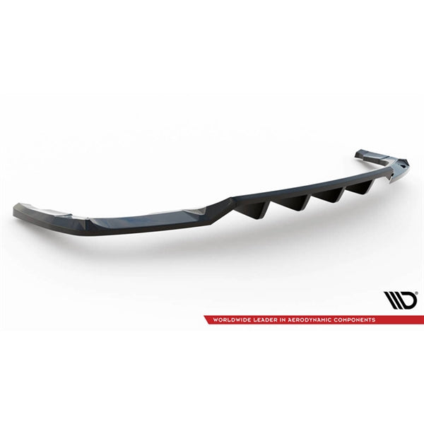 Maxton Central Rear Splitter (With Vertical Bars) Audi Q5 S-line SUV MK2 Facelift - Gloss Black