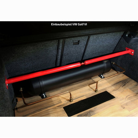 Rød TA-Technix tårnstiver til VW Golf 4 med justerbar længde og metalbeslag for øget karrosseristabilitet